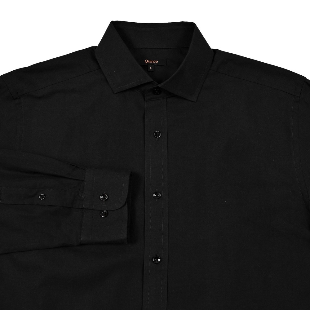 Quince Organic Cotton Cashmere Dress Shirt Men's Large Button Up L/S Black
